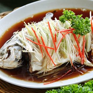 Menu steamed fresh fish (zheng yu)